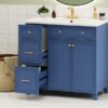 Bathroom Vanity, Transitional Style Bathroom Cabinet With Resin Sink, Single Bathroom Cabinet, With 2 Drawers And 1 Adjustable Storage Shelf, 2 Soft-Close Doors - Navy Blue - Image 27
