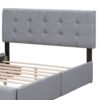Queen Size Upholstered Platform Bed With Classic Headboard And 4 Drawers, No Box Spring Needed - Light Gray - Image 7