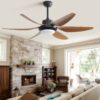 54" Indoor Ceiling Fan With Dimmable LED Light ABS Blades Remote Control Reversible DC Motor For Living Room - Black - Image 3