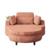 Corduroy Sofa With Two Throw Pillows, A Waist Pillow And An Extra Tray Is Comfortable For A Small Apartment Bedroom - Orange - Image 9