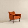 Brayden - Mid-Century Modern Velvet Armchair - Burnt Orange / Wood - Image 4