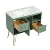 Bathroom Vanity With Resin Sink Combo Set, Modern Freestanding Single Bathroom Cabinet With 2 Drawers & 2 Storage Compartments, Storage Cabinet For Bathroom, Frame Vanity Set - Green - Image 10