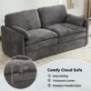Cozy Upholstered Loveseat Sofa Oversized Comfy Comfy Cloud Sofa Double Cushion Loveseat Sofa Plush Cushion Sofa Couch For Living Room - Gray - Image 4