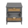 2 Drawer Side Table - Natural Rattan - End Table - Suitable For Bedroom, Living Room, Or Study - Gray - Image 18