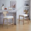 Counter Stools (Set of 2), Upholstered Counter Height Bar Stools With Solid Rubber Wood Frame, Backrest, Footrest, Armless Barstools For Home Bar, Kitchen Counter - Beige / Natural - Image 7