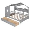 Full Size House Bed With 2 Drawers, Kids Bed With Storage Shelf - Gray - Image 7
