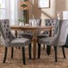 Nikki - Modern, High-End Tufted Solid Wood Contemporary Velvet Upholstered Dining Chair With Wood Legs Nailhead Trim (Set of 2) - Gray - Image 16