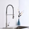 Modern Single Handle Spring High Arc Kitchen Faucet With Water Filter System, Stainless Steel - Brushed Nickel - Image 2
