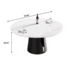 59.05" Modern Artificial Stone Round Carbon Steel Base Dining Table - White / Black - Image 10