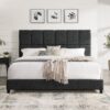 King Size Squares Upholstered Platform Bed - Gray - Image 14
