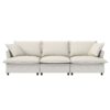 3 Seat Sofa Module For Modular Sectional Wide Seat Cloud Couch With Throw Pillows Upholstered - Beige - Image 2