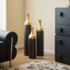 Elegant Floor Vase Set Metal Decorative Vases 3 Piece Set For Floral Display, Wedding & Gift Decor - Gold / Black - Image 19