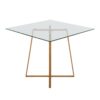 Cosmo - Contemporary Square Dining Table With Natural Legs - Clear - Image 2