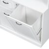 Bathroom Storage Cabinet With Tilt Out Hamper, Tall Free Standing Organizer With Drawers & Adjustable Shelves, Linen Tower With Steel Handles - White - Image 18