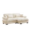 Modern Oversized 2 Seater Sofa With Ottoman And Bolster Armrests - Cream - Image 6