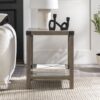 Rustic Industrial X 2 Tier Side Table - Gray Wash - Image 5
