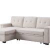 Lucca II - Woven Fabric Reversible Sleeper Sectional Sofa With Storage Chaise and Pocket Coil Seating - Beige - Image 2