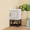 Modern Freestanding Bathroom Vanity With Ceramic Sink, Hot And Cold Faucet, 1 Door Cabinet & Open Iron Shelf, Magnesium Oxide And Iron Frame - White - Image 4