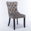 Nikki - Modern, High-End Tufted Solid Wood Contemporary Velvet Upholstered Dining Chair With Wood Legs Nailhead Trim (Set of 2) - Gray - Image 4