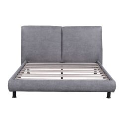 Queen Size Upholstered Platform Bed With 2 Large Headrests And Thick - Gray