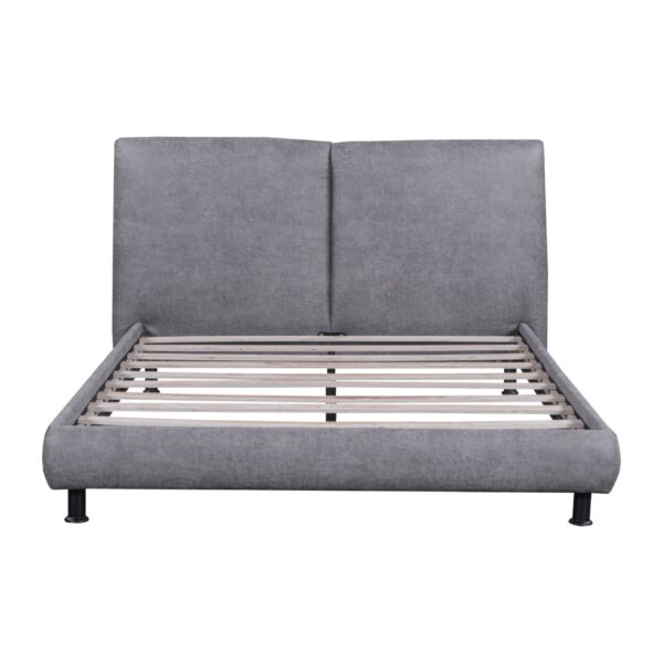 Queen Size Upholstered Platform Bed With 2 Large Headrests And Thick - Gray