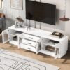 Modern Minimalist TV Stand For TVs Up To 75", Entertainment Center Media Console Cabinet With Adjustable Shelves For Living Room - White - Image 3