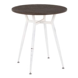 Clara - Industrial Round Dinette Table - Vintage White / Espresso