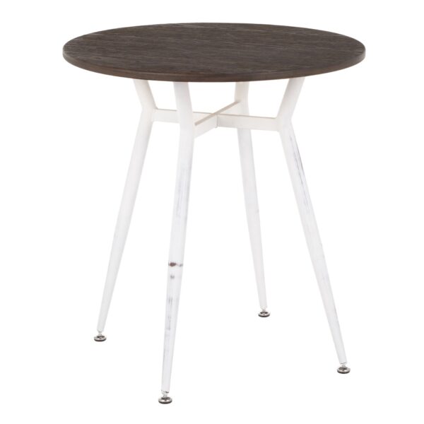 Clara - Industrial Round Dinette Table - Vintage White / Espresso