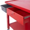 Transmission Teardown Work Station 1 / 2 Ton Capacity Sloping Drain Table Locking Drawer Removable Drain Basin Full-Width Lower Shelf Four 4" Caster Wheels - Red - Image 3