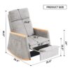 Accent Rocking Chair With Footrest, High Back Rubber Wood Rocking Legs Bedroom Living Space - Gray - Image 3
