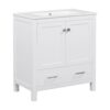 Bathroom Vanity With Single Sink, Combo Cabinet Undermount Sink, Bathroom Storage Cabinet With Two Doors And A Drawer, Soft Closing, Multifunctional Storage, Solid Wood Frame - White - Image 11