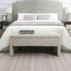 Modern Bed End Bench With Storage, Upholstered Large Foot Rest Stool, Comfy Window Vanity Bench For Living Room, Dorm, Coffee Table, Linen - Light Gray - Image 3