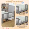 Twin Size Bed With Headboard Storage Rack, 2 Under Bed Drawers, 3 - Side Guardrails For Safety And Security - Gray - Image 8