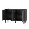 Modern TV Stand, Entertainment Center Media Console With 2 Spacious Storage Space, Solid Wood Legs And Anti-Tip Device For Living Room, Up To 43" - Black - Image 11