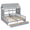 Twin Size House Platform Beds With 2 Drawers For Shared Use - Gray - Image 6