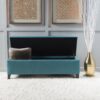 Storage Ottoman Bench With Polyester Upholstery And Wood Frame - Teal - Image 3