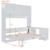 Queen Size Wall Murphy Bed With Desk And Storage Shelves And Big Cabinets - White - Image 14