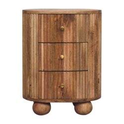 Soba - Ball 3 Drawer Bedside Table - Light Brown