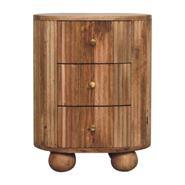 Soba - Ball 3 Drawer Bedside Table - Light Brown