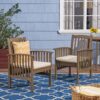 Casa - Acacia Dining Chair Set With Cushions, 2 Pieces - Gray / Cream - Image 5