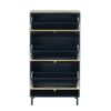 3 Door Metal Shoe Rack, Freestanding Modern Shoe Storage Cabinet With Metal Rattan, Particle Board For Entryway - Blue Gray - Image 11