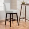 Quicksilvered - Upholstered Swivel Counter Stool With Wood Legs - Beige - Image 2