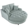 Modern Chaise Lounge Sofa Bed Upholstered Sofa Couch With Tufted Seat And Detachable Pillows For Living Room - Misty Green - Image 12