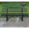 6' Outdoor Steel Bench With Backrest - Black - Image 2