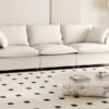 3 Piece Living Room Set Modular L Shaped Sectional Couch Upholstered, 3 Seater Sofa & Armchair & Movable Ottoman 5 Seat - Beige - Image 7