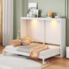 Queen Size Murphy Wall Bed Modern Design With LED Lights - White - Image 15