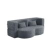 Modern Floor Sofa, With 2 Pillows, Convertible Teddy Fabric Foam Filled Bed, Full Size Folding Mattress, Suitable For Living Room Guest Room, Game Room - Gray - Image 10