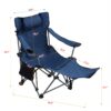 Outdoor Camping Chairs Folding Portable Adjustable Reclining Chair With Side Pockets & Cup Holder - Dark Blue - Image 4