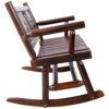 Rustic Outdoor Wood Rocking Bench Double Rocking Chair For 2 Persons With Curved Seat, Porch Rocker - Brown - Image 14