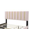 Queen Size Upholstered Platform Bed With 2 Drawers And 1 Trundle, Classic Strip Headboard Design - Pink - Image 7